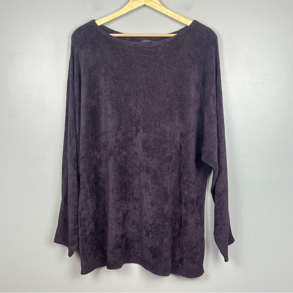 J.Jill Wearever Collection purple chenille dolman sleeve tunic sweater, large.